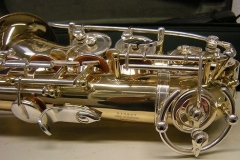 Lacquer with silver plated keys. Source: Musik-Bertram on eBay.com