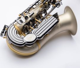 Source: facebook.com/JuliusKeilwerth Keilwerth 100th Anniversary SX90R saxophone, alto sax, angel wing, new German saxophone, German nickel silver body with sandblasted finish, black nickel-plated keywork, ebony wood key touches