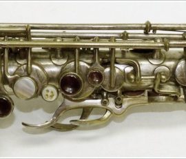 Akustik alto #2361 Source: tausendkleinetraeume on eBay.com saxophone keys, Akustik saxophone, vintage German sax, amber colored key touches, replacement key touches, silver sax,