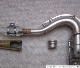 Akustik tenor #2345. Source: rechtschreibfeler on eBay.ch saxophone neck, Akustik saxophone, vintage German sax, silver sax,
