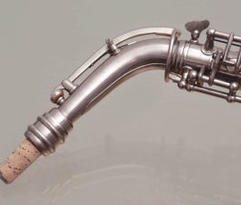 Seller notes sax is from 1949. Source: saxobrainiac on eBay.com microtuner on neck, Akustik saxophone, vintage German silver sax,