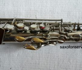Akustik alto #2282 Source: saxofonservis.eu saxophone keys, Akustik saxophone, vintage German sax, amber colored key touches, white key touches, silver sax,