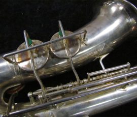 Source: SAXQUEST.COM on eBay.com Eugen Schuster, alto saxophone, silver saxophone, saxophone keys, vintage German saxophone, 1940s sax
