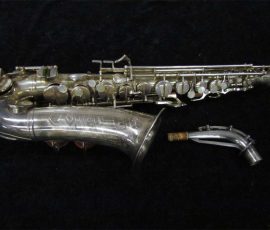 Source: SAXQUEST.COM on eBay.com Eugen Schuster, alto saxophone, silver saxophone, sax neck, vintage German saxophone, 1940s sax