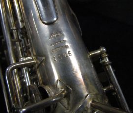 Source: SAXQUEST.COM on eBay.com Eugen Schuster, alto saxophone, silver saxophone, saxophone keys, serial # 1316, vintage German saxophone, 1940s sax