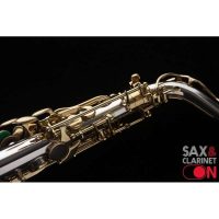 Harmonic key on Selmer Series III sterling silver alto sax neck. Source: sax-.on.com