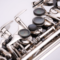 Source: julius-keilwerth.com Keilwerth SX90 Shadow soprano saxophone, black nickel plated saxophone with silver plated keys, German saxophone, mother of pearl key touches, adjustable left palm keys