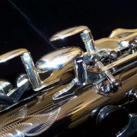 Source: Kessler & Son's Music Keilwerth SX90R Shadow, adjustable palm key, silver plated keys, black nickel plated body, hand engraving