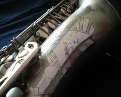 Gebr. Alexander Mainz tenor # 82xx D&J copy of The New King. Source: A Friend of Bassic Sax vintage German saxophone, tenor sax, Dörfler & Jörka, Gebr. Alexander Mainz , stencil sax, bell engraving, lacquer horn, D&J copy of Keilwerth Toneking
