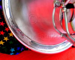 Olds Super tenor #108x silver saxophone against red background, Olds Super tenor sax, vintage American saxophone, rare saxophone, collectible saxophone,