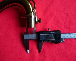 Toneking #29xxx. Source: Bassic Sax calipers used to measure the inside of the neck tenon on a vintage German tenor saxophone neck, Julius Keilwerth, Toneking