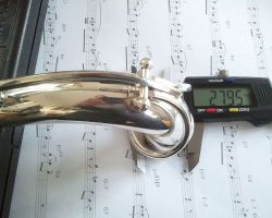 Boucet tenor # 90xx Source: Paul T. calipers used to measure the outside of the neck tenon on a vintage German tenor saxophone neck, Dörfler & Jörka, Boucet, stencil sax