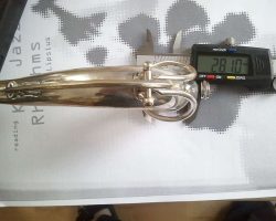 The New King tenor # 32xxx. Source: Paul T. calipers used to measure the outside of the neck tenon on a vintage German tenor saxophone neck, Julius Keilwerth, The New King