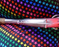 Olds Super tenor #108x silver saxophone against red background, Olds Super tenor sax, vintage American saxophone, rare saxophone, collectible saxophone,