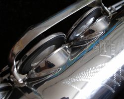 Rolled tone holes on Toneking alto # 45366. Source: Gerhard Keilwerth. rolled tone holes, Keilwerth, saxophone, Toneking alto sax, silver plated saxophone, vintage German sax
