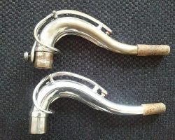 The New King tenor # 32xxx.
Boucet tenor # 90xx by D&J.
Source: Paul T. Left side view of 2 vintage German tenor saxophone necks, Julius Keilwerth, The New King, Dörfler & Jörka, Boucet