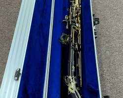 Source: Mark's Boutique on reverb.com Keilwerth SX90R straight alto sax, black nickel with gold lacquer bell & keys, in original case