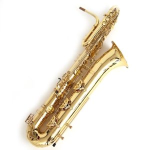 Source: vangorp.nl Blase bass saxophone, Jinbao-made bass saxophone, short wrap bass, stencil sax, Chinese bass sax, Super Action 80 Series II copy,