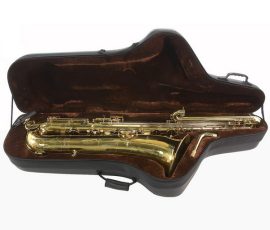 Source: gear4music.com Gear 4 Music bass saxophone, Jinyin-made bass saxophone, long wrap bass, stencil sax, Chinese bass sax, vintage American style, Conn New Wonder bass sax copy