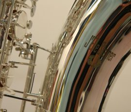 Source: J'Elle Stainer J'Elle Stainer bass saxophone, silver plated bass, Jinbao-made bass saxophone, short wrap bass, stencil sax, Chinese bass sax, Super Action 80 Series II copy,