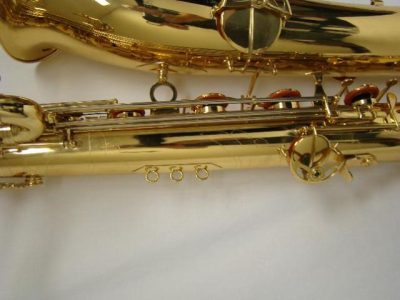 Source: Noteworthy Music on eBay.com Jinyin bass saxophone, long wrap bass, Chinese bass sax, vintage American style, Conn New Wonder bass sax copy