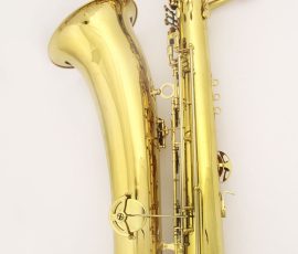Source: ringhilterrastrumentimusicali on eBay.com L.A. Ripamonti bass saxophone, Jinyin-made bass saxophone, long wrap bass, stencil sax, Chinese bass sax, vintage American style, Conn New Wonder bass sax copy,