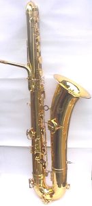 Source: MasonProSaxophonesSince1949 on eBay.com Mason Pro bass saxophone, Jinyin-made bass saxophone, long wrap bass, stencil sax, Chinese bass sax, vintage American style, Conn New Wonder bass sax copy,