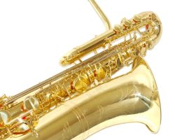 Source: intermuzika on eBay.com Oleg Maestro bass saxophone, Jinbao-made bass saxophone, short wrap bass, stencil sax, Chinese bass sax, Super Action 80 Series II copy,