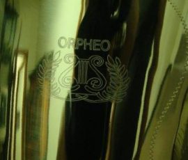Source: Noteworthy Music on eBay.com Orpheo bass saxophone, Jinyin-made bass saxophone, long wrap bass, stencil sax, Chinese bass sax, vintage American style, Conn New Wonder bass sax copy,