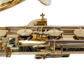 Source: soundhouse.co.jp Playtech bass saxophone, long wrap bass, stencil sax, Chinese bass sax, vintage American style, Conn New Wonder bass sax copy, 2 necks on neck pouch