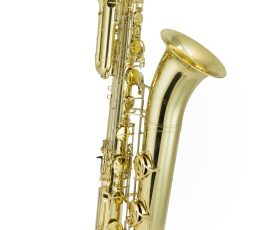 Source: www.sax.co.uk Sakkussu bass saxophone, Jinbao-made bass saxophone, short wrap bass, stencil sax, Chinese bass sax, Super Action 80 Series II copy,