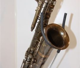 J'Elle Stainer bass saxophone, Jinbao-made bass saxophone, short wrap bass, stencil sax, Chinese bass sax, Super Action 80 Series II copy, vintage finish