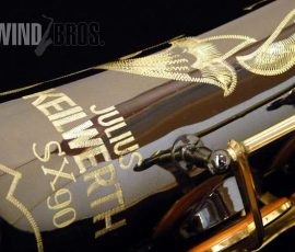 SX90 straight alto # 99xx9. Source: windbros on eBay.com Keilwerth SX90 straight alto sax, black nickel plate with gold lacquer key work and bell, straight tone holes, bell engraving,