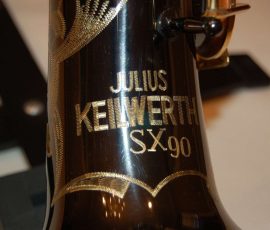 SX90 straight alto. Serial ?. Source: graneas 1960 on eBay.com Keilwerth SX90 straight alto sax, black nickel plate with gold lacquer key work and bell, straight tone holes, bell engraving,