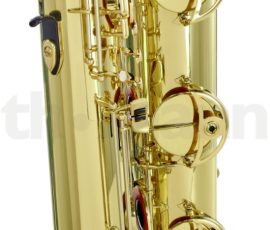 Source: thomannmusic.com Thomann bass saxophone, Jinbao-made bass saxophone, short wrap bass, stencil sax, Chinese bass sax, Super Action 80 Series II copy,