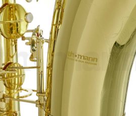 Source: thomannmusic.com Thomann bass saxophone, Jinbao-made bass saxophone, short wrap bass, stencil sax, Chinese bass sax, Super Action 80 Series II copy,
