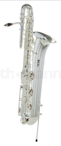 Source: thomannmusic.com Thomann bass saxophone, Jinbao-made bass saxophone, short wrap bass, stencil sax, Chinese bass sax, Super Action 80 Series II copy, silver plate