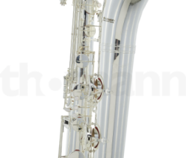 Source: thomannmusic.com Thomann bass saxophone, Jinbao-made bass saxophone, short wrap bass, stencil sax, Chinese bass sax, Super Action 80 Series II copy, silver plate