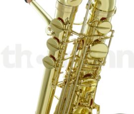 Source: thomannmusic.com Thomann bass saxophone, Jinbao-made bass saxophone, short wrap bass, stencil sax, Chinese bass sax, Super Action 80 Series II copy,
