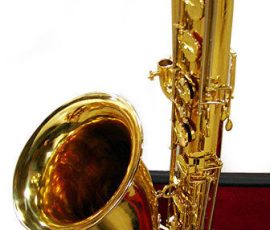 Source: Music Factory Direct on eBay.com Vento bass saxophone, Jinyin-made bass saxophone, long wrap bass, stencil sax, Chinese bass sax, vintage American style, Conn New Wonder bass sax copy,