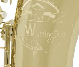 Source: musicmedic.com The Wilmington bass saxophone, Jinbao-made bass saxophone, short wrap bass, stencil sax, Chinese bass sax, Super Action 80 Series II copy,