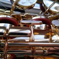 Dave Guardala alto # unknown. Made in China or Taiwan. Source: selmervi on eBay. com Dave Guardala alto sax, Asian-made saxophone, lacquer with silver bell and neck