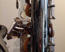 Dave Guardala tenor #360230 Made in China or Taiwan. Source: A Friend of Bassic Sax Dave Guardala tenor sax, Asian-made saxophone, black nickel silver key work,
