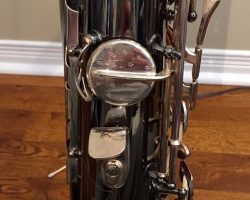 Dave Guardala tenor #360230 Made in China or Taiwan. Source: A Friend of Bassic Sax Dave Guardala tenor sax, Asian-made saxophone, black nickel silver key work,