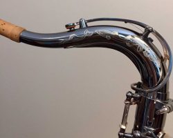 Dave Guardala tenor #360230 Made in China or Taiwan. Source: A Friend of Bassic Sax Dave Guardala tenor sax, Asian-made saxophone, black nickel silver key work,