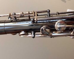 Dave Guardala tenor #360230 Made in China or Taiwan. Source: A Friend of Bassic Sax Dave Guardala tenor sax, Asian-made saxophone, black nickel silver key work,