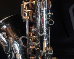 Dave Guardala alto #360761 Made in China or Taiwan. Source: roundupstate on eBay.com Dave Guardala alto sax, Asian-made saxophone, black nickel silver key work,
