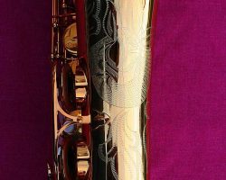 Serial # 0038x. Source: worldwidesax.com DG-500GL, Dave Guardala tenor sax, floral engraving on bell, tenor saxophone, B&S