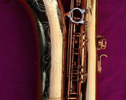 Serial # 0038x. Source: worldwidesax.com DG-500GL, Dave Guardala tenor sax, floral engraving on bell, tenor saxophone, B&S