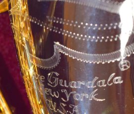 Dave Guardala tenor # 360902 Made in China or Taiwan. Source: jwsax.com Dave Guardala tenor sax, Asian-made saxophone, lacquer with silver bell and neck